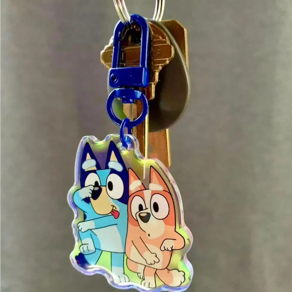 Bluey Holographic Keychain, Bag Charm, Bingo Heeler